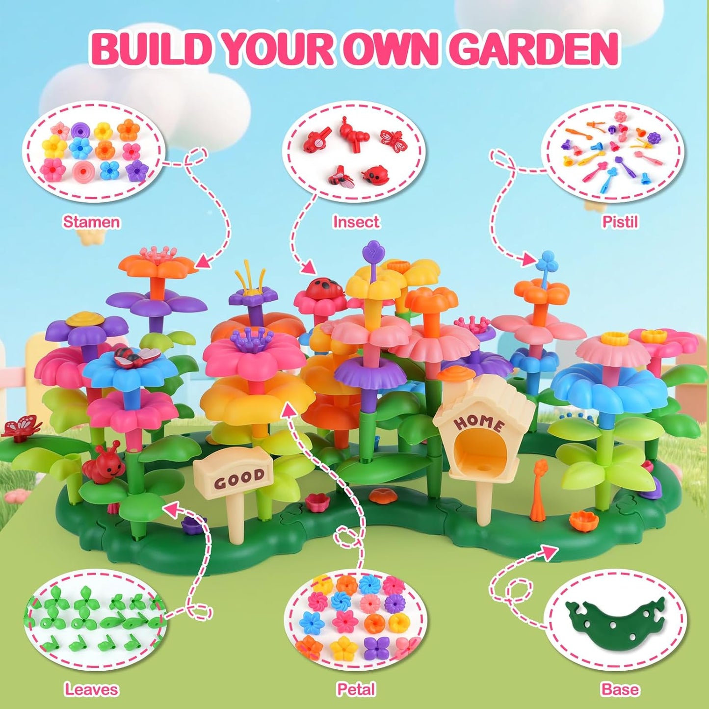 Flower Garden Building Toys for 3-7 Year Old Girls
