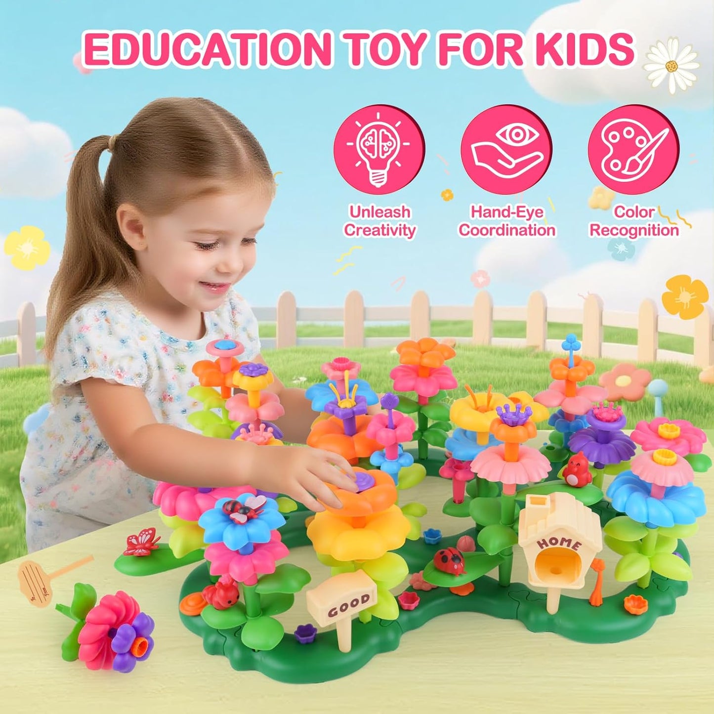 Flower Garden Building Toys for 3-7 Year Old Girls