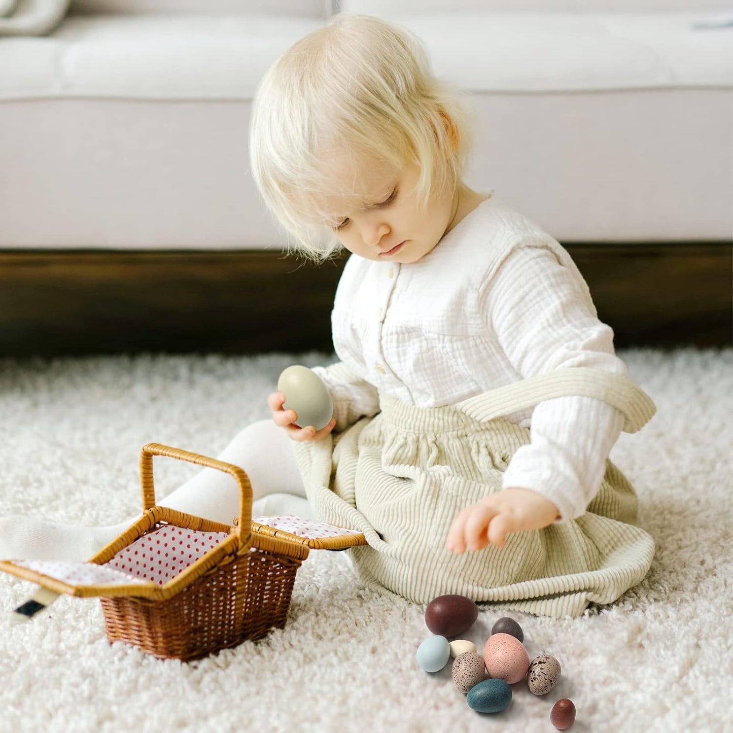 Wooden Easter Eggs Toys for Kids, Faux Easter Speckled Eggs DIY Art