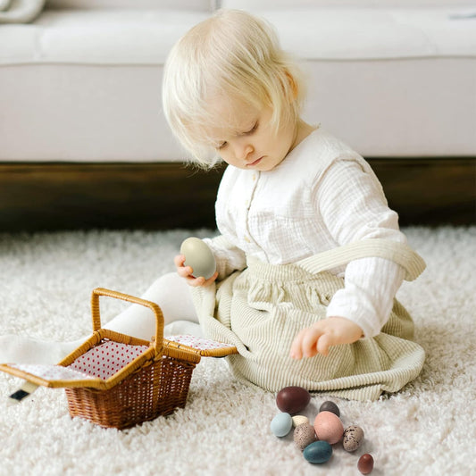 Wooden Easter Eggs Toys for Kids, Faux Easter Speckled Eggs DIY Art