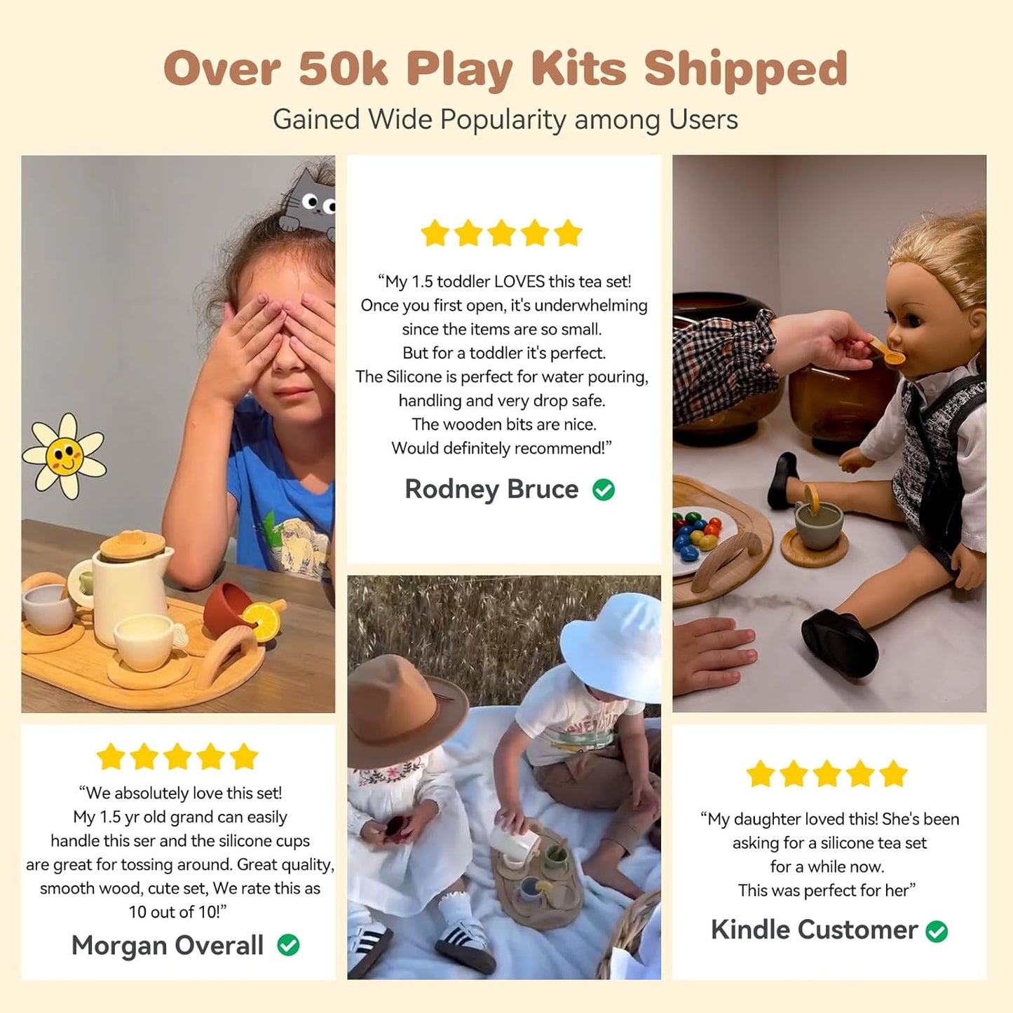 Wooden Tea Party Set for Toddler 3-5
