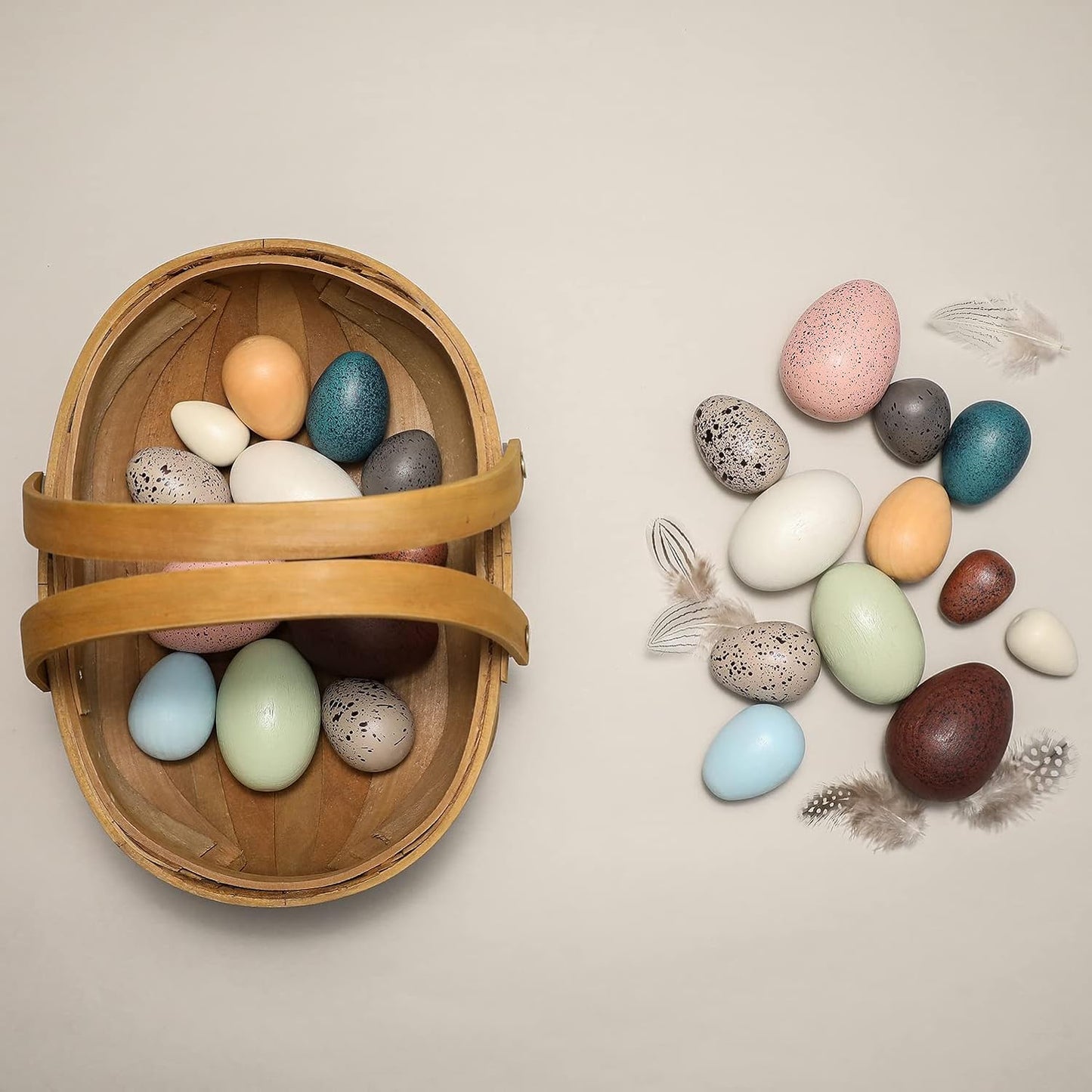 Wooden Easter Eggs Toys for Kids, Faux Easter Speckled Eggs DIY Art