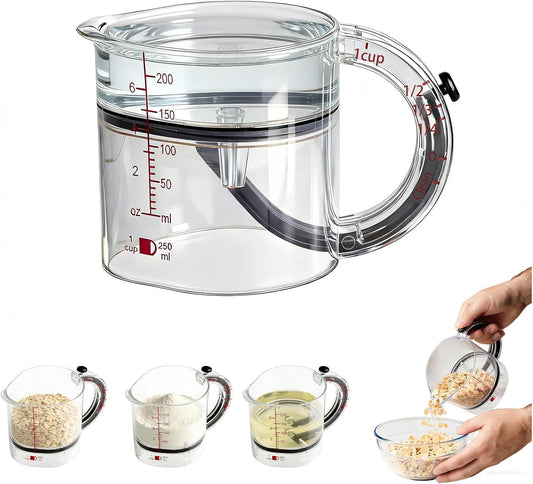 4 in1 Adjustable Measuring Cup with Scraper-Style Seal Base