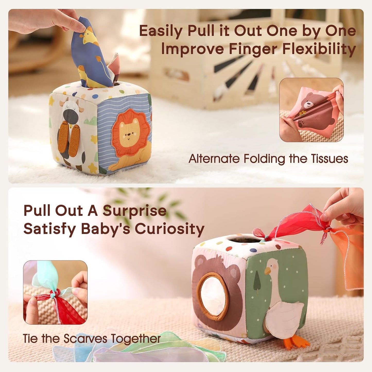 Baby Tissue Box Toy for Babies 6-12 Month