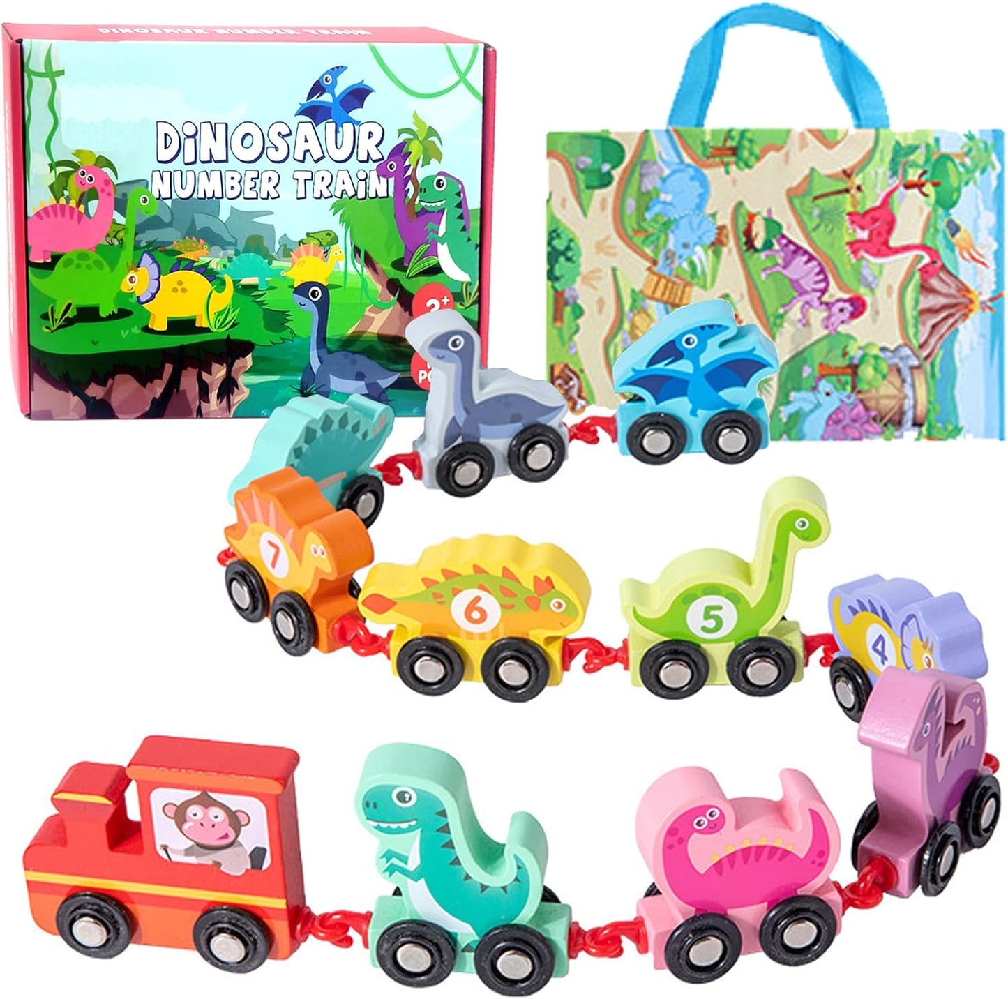 Montessori Wooden Dinosaur Train Set