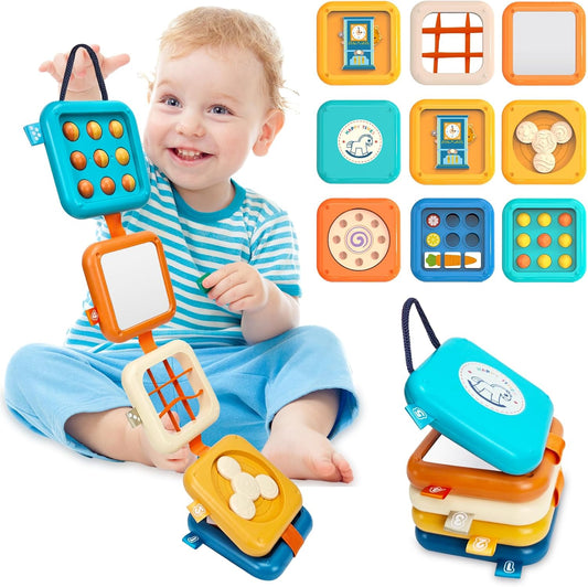 Baby Busy Board for 1 Year Old, Montessori Toys Toddler Toys Travel Activities Busy Cube Gifts Baby Boy Girl My First Montessori Busy Board