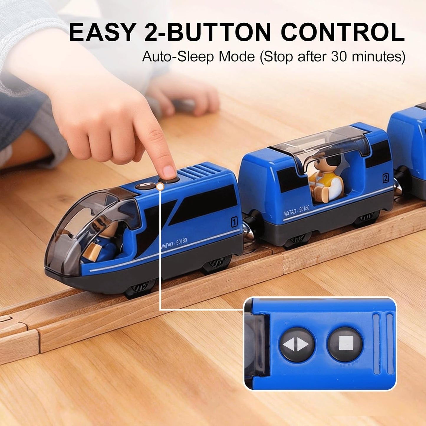 Motorized Train for Wooden Track, Electric Train with Magnetic Connection