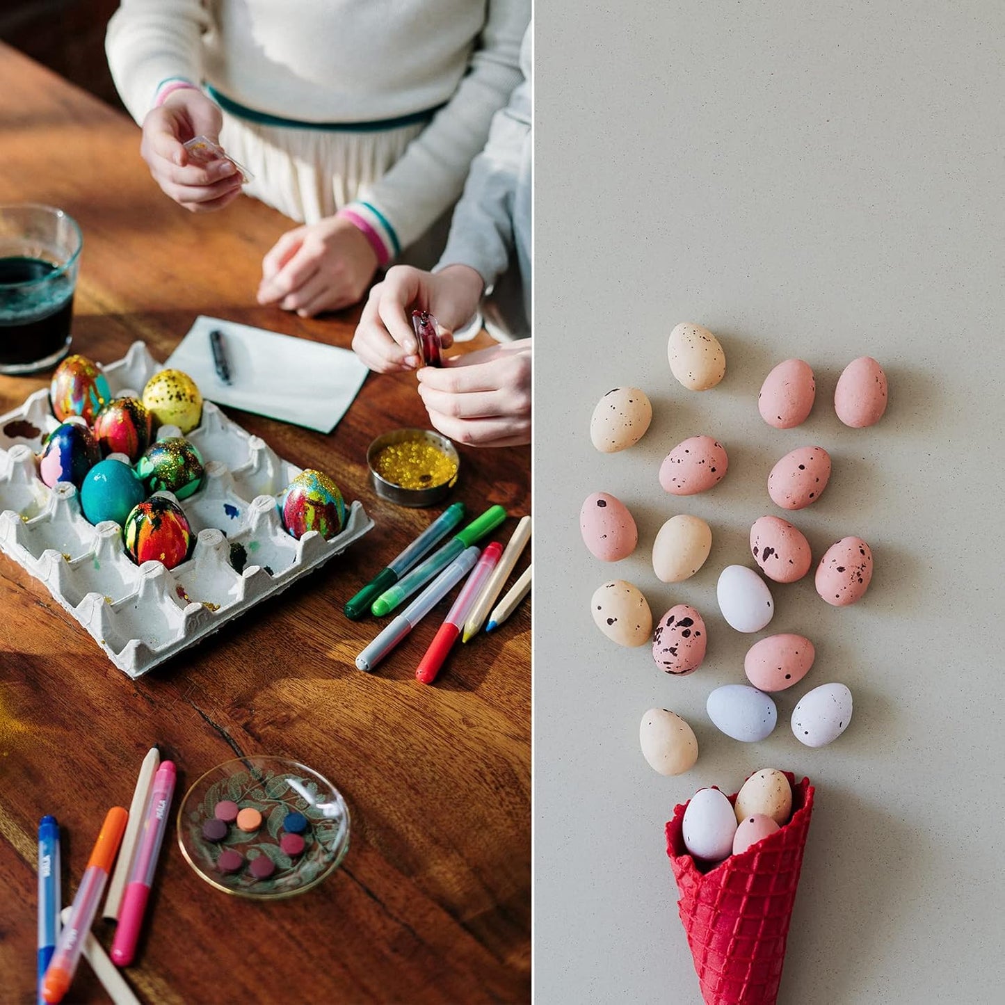 Wooden Easter Eggs Toys for Kids, Faux Easter Speckled Eggs DIY Art