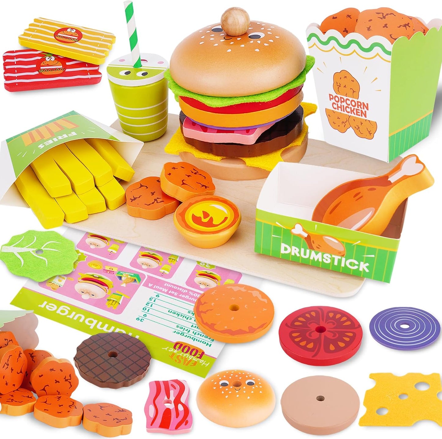 Montessori Toys Pretend Play Food Set for 3 4 5 Year Old