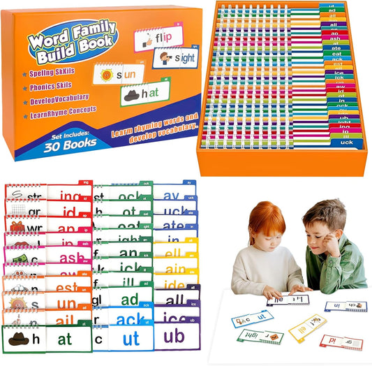 30 Read and Rhyme Flip Books,Word Families Flash Cards