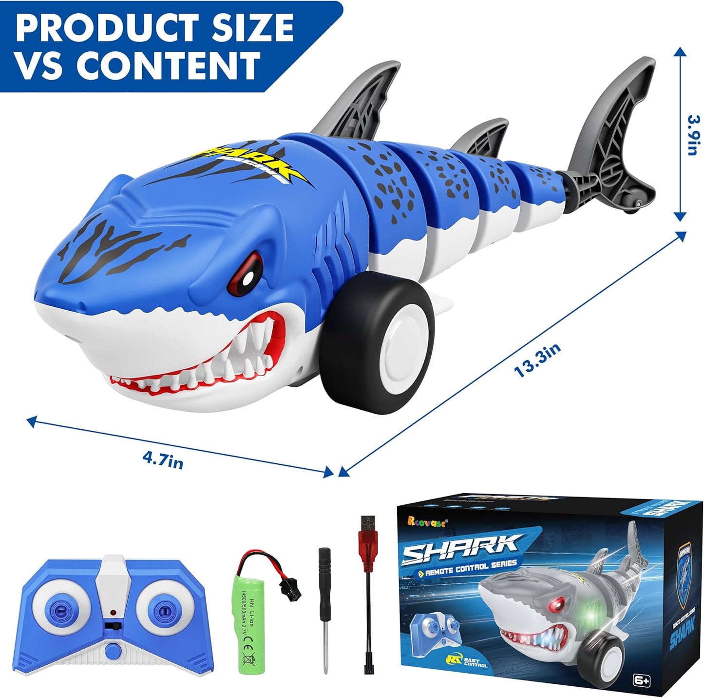 Remote Control Shark Car Toys for Kids,2.4GHz RC Cars Simulation Shark