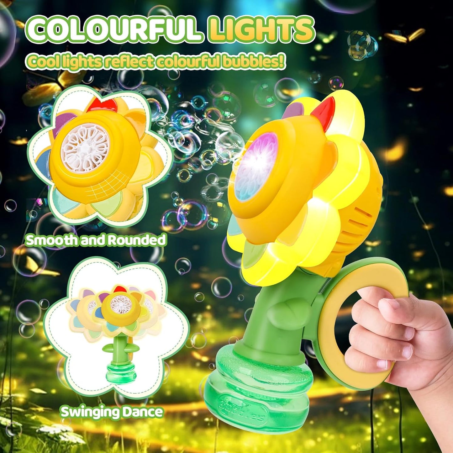TOPLIVING Bubble Machine for Kids, Rechargeable Dancing Sunflower Bubble Maker