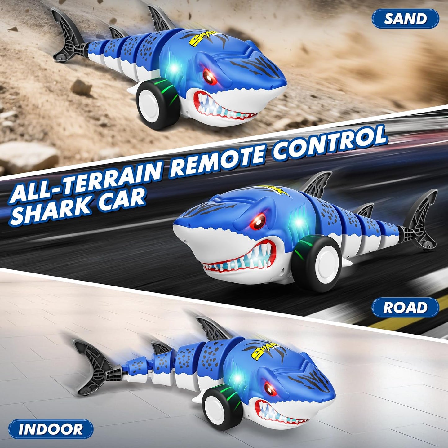 Remote Control Shark Car Toys for Kids,2.4GHz RC Cars Simulation Shark