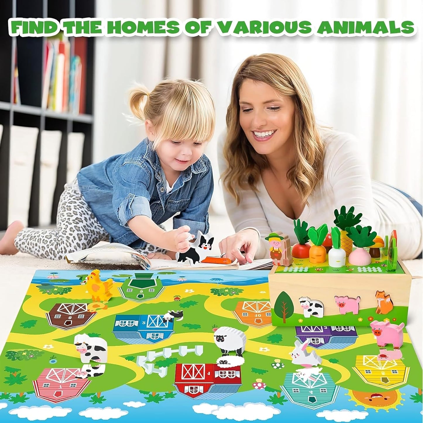 Montessori Toddler Wooden Toys for 1 2 3 Year Old Boys Girls,Wooden Farm Educational Toys,1st Birthday Gifts for Baby Boys Girls,Sensory Toddler Toys for 1 2 3 Year Old