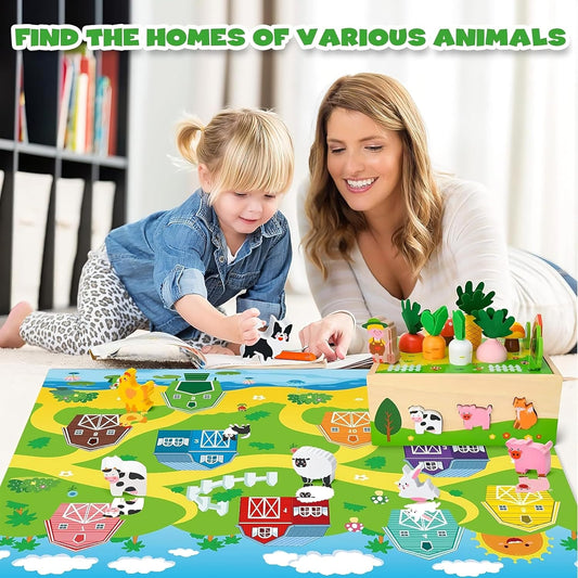 Montessori Toddler Wooden Toys for 1 2 3 Year Old Boys Girls,Wooden Farm Educational Toys,1st Birthday Gifts for Baby Boys Girls,Sensory Toddler Toys for 1 2 3 Year Old
