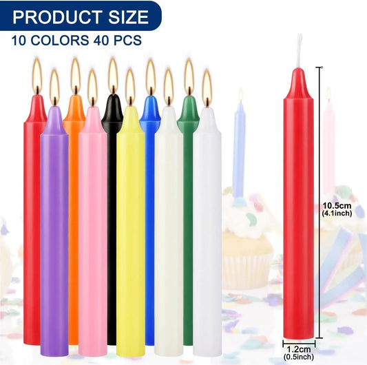 40 Pack Mini Taper Spell Candle-4 Inch Multi-Colored Candle Sticks