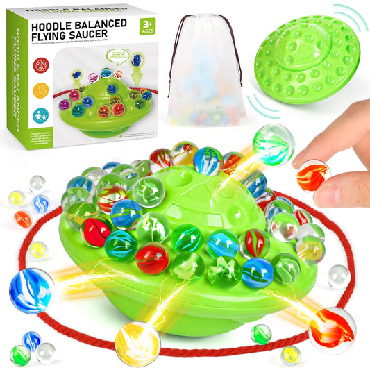 Marble Balance Board Game with 60 Glass Marbles & Storage Base