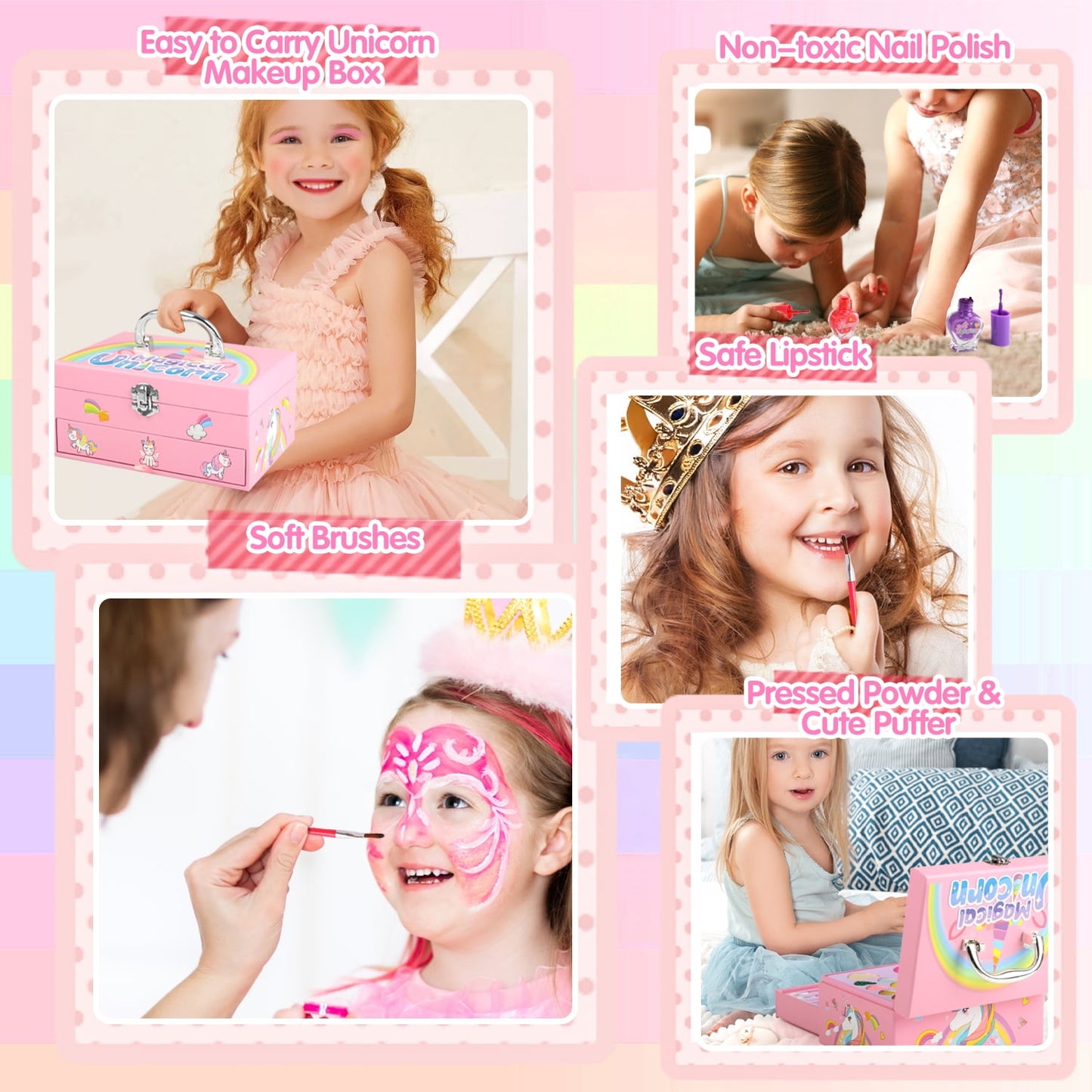 Kids Makeup Kit for Girls,36PCS Girls Unicorn Makeup Kit
