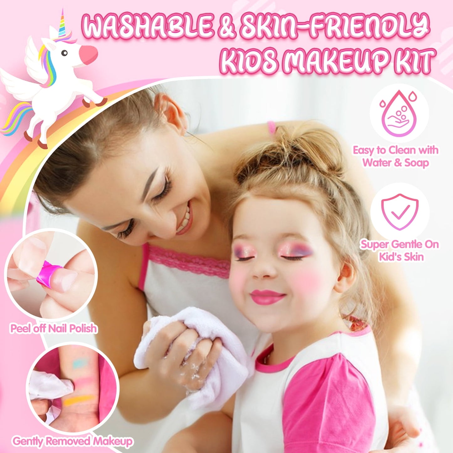 Kids Makeup Kit for Girls,36PCS Girls Unicorn Makeup Kit